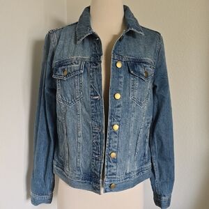 J. Crew Light Blue Denim Jacket with Gold Buttons